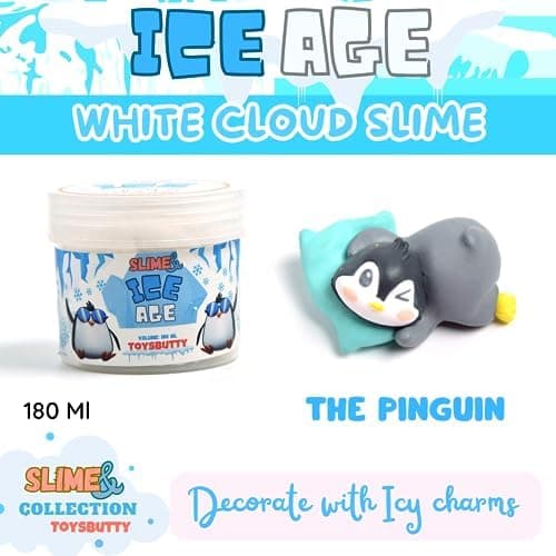 FINOCLAY 2 Pack Cloud Slime Kit for Kids,Soft Clear Slime with 8 DIY Accessories, Ice Age Theme Sensory Putty Toy, Premade Slime Making Kit, Fun Birthday Easter Party Favors for Girls & Boys thumbnail 3