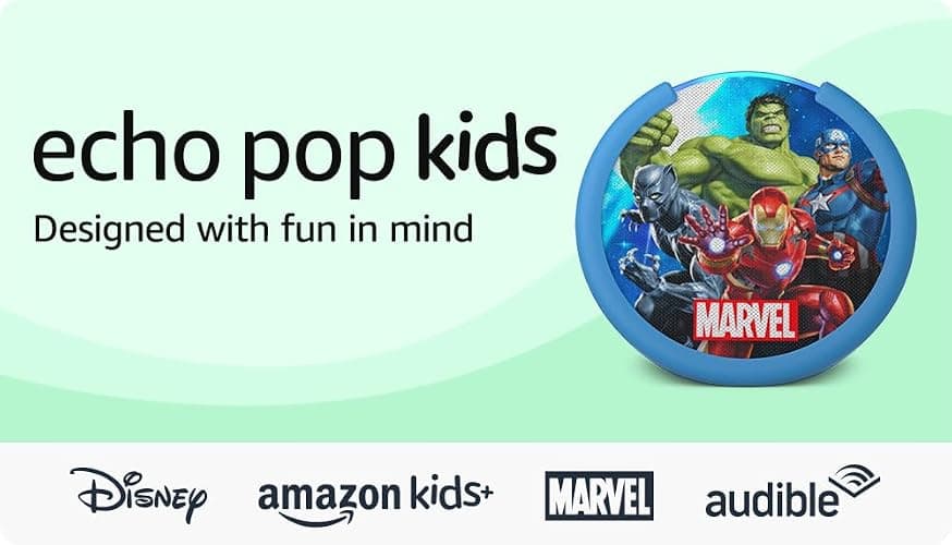 Amazon Echo Pop Kids (newest model), Designed for kids, with Alexa+ Early Access, parental controls, Includes 6 months of Amazon Kids+, Marvel's Avengers thumbnail 10