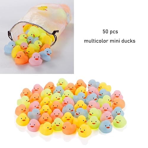 50 Pcs Multicolor Mini Rubber Ducks Baby Bath Toy ,Children Squeak and Float Colored Small Ducks in Bulk Toddlers Shower Duck Decorations Party Favors thumbnail 5