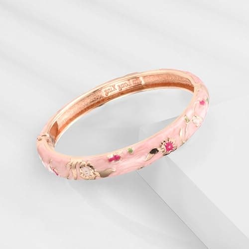 UJOY Cloisonne Bracelet Butterfly Hinge Indian Cuff Bangle Enameled Jewelry Flower Bracelets for Women Gift Box 55A114 thumbnail 7