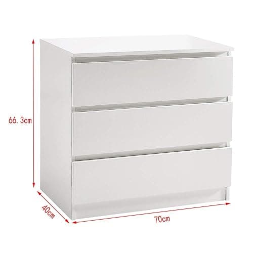 Panana Wooden 3/4/5/6 Chest of Drawers with Metal Runners Modern Bedside Storage Cabinet for Living Room Hallway Bedroom (White, 3 Drawer Chest) thumbnail 2