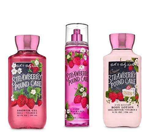 Bath and Body Works - Strawberry Pound Cake - Daily Trio - Shower Gel, Fine Fragrance Mist & Super Smooth Body Lotion- New 2020 - Image 1