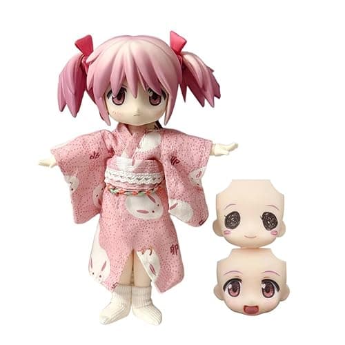 YLQANONG Kaname Madoka Figures Movable Interchangeabl Face Real Cloth Anime KanameMadoka Jointed Figure Statues PVC Anime Action Figurine 5.5IN - Image 1