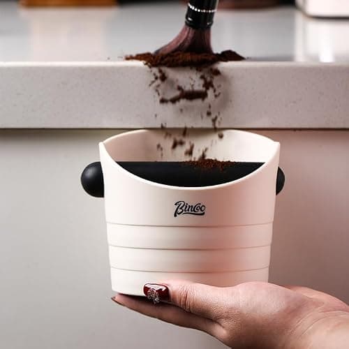Bincoo Small Coffee Knock Box 4.5 Inch - Espresso Knock Box Accessories for Coffee Grounds Container - Multifunctional, Suitable for Home & Bar.(Off-white) thumbnail 2