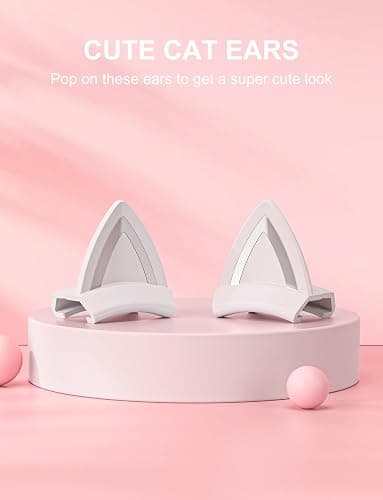 ONITOON White Cat Ears for Headphone, Silicone Cute Kitty Ears Attachment, Lovely Detachable Accessories Fit for Gaming Headset, Lightweight & Durable thumbnail 2