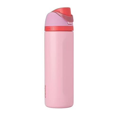 Owala FreeSip Insulated Stainless Steel Water Bottle with Straw for Sports and Travel, BPA-Free Sports Water Bottle, 24 oz, Pink, Angel Food Cake - 24 Ounces - Angel Food Cake