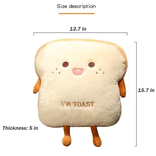 Goylmc Toast Bread Plush Pillow, Bread Stuffed Pillow,Food Plush Pillow with Hand Pocket Great Gift Choice for Kids Adults (15.7 * 13.7 in,Angry) thumbnail 3