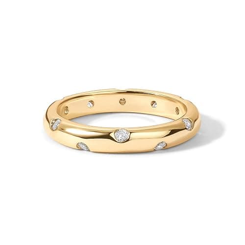 PAVOI 14K Gold Plated Cubic Zirconia Rings for Women | Classic Stackable Ring Band for Women thumbnail 3