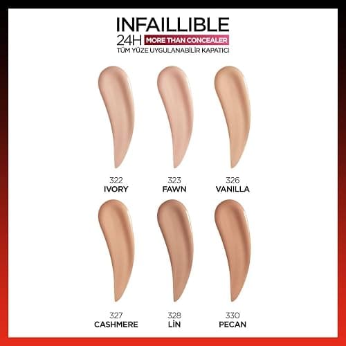 L'Oréal Paris Concealer zum Abdecken und Auffrischen, Für ein deckendes Finish und bis zu 16H Halt, Infaillible More Than Concealer, Farbe:- 322 Ivory, 11 ml (Packung mit 2) thumbnail 8