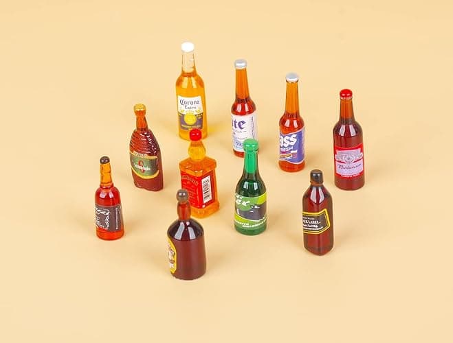 40pcs Miniature Mini Fake Beer Bottles Toys, Mixed Wine Drinks Decoration Beer Glass Model, Beer Can Beer Bottle Models for Fairy Garden Pub Bar Dolls House Tableware Decoration thumbnail 7