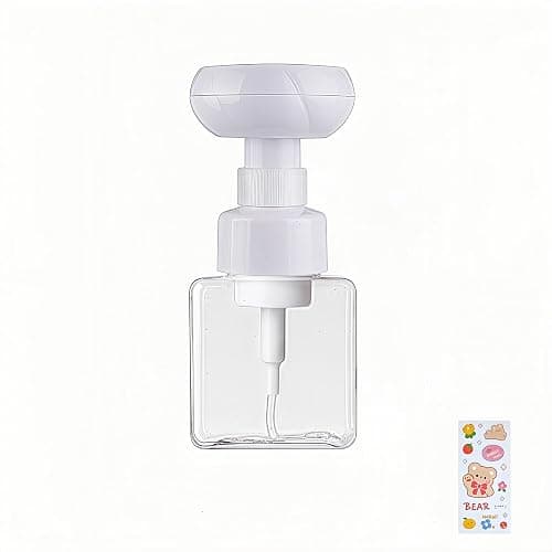 WJCCLYJC Flower Foam Dispenser Pump Bottle-250ml Reusable Plastic Soap Dispenser for Shampoo, Hand Soap&Bath, Includes Cute Stickers, Perfect for Kids Bathroom Or Kitchen (Transparent) - Image 1