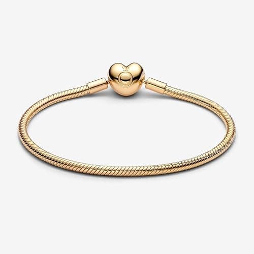 PANDORA Moments Schlangen-Gliederarmband mit Herz-Verschluss aus Sterling Silber mit vergoldeter Metalllegierung, Kompatibel Moments, Größe:18, 563050C00-18 thumbnail 3