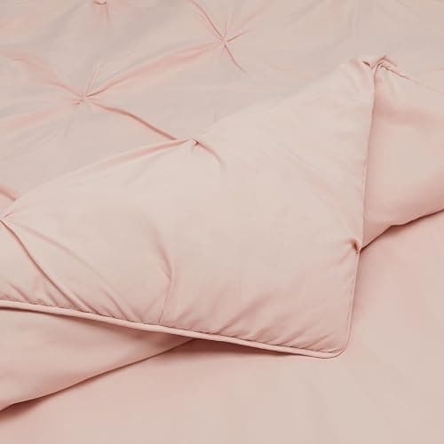 Amazon Basics Soft Twin Size Comforter Sets, All-Season Down-Alternative 2 Piece Bedding Set, Pinch Pleat Design, Twin/TwinXL Size, Blush thumbnail 4