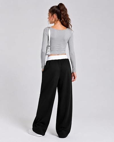 Kxuryueo Teen Girls 2 Pack Wide Leg Sweatpants Baggy High Waist Pants with Pockets 9-16Y thumbnail 7