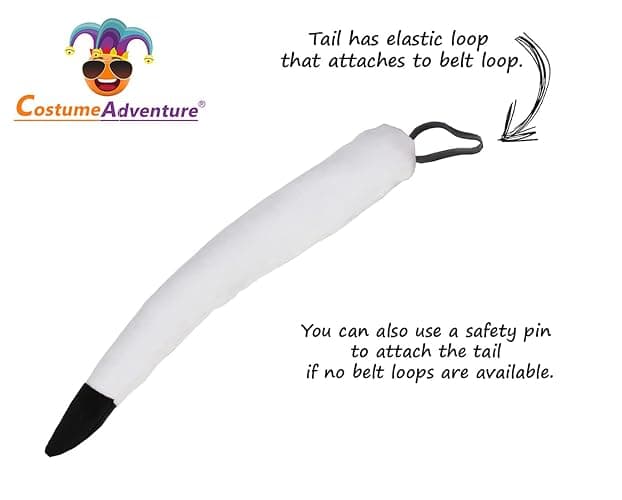 Black and White Dog Ears Headband and Tail Dog Ears and Tail Costume Set | Black and White Puppy Dog Costume Ears and Tail for Adults - One Size thumbnail 3