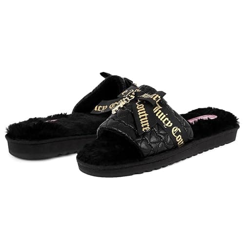 Juicy Couture Women's Faux Fur Slide Sandal Slippers, Open Toe, Comfortable Indoor Outdoor House Shoes thumbnail 6
