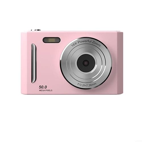 FUANA Digital Camera, Digital Video Camera CCD, 65MP 2.4 Inch LCD Flip Screen Auto Focus 8X for Beginners, Teens, Students(Pink) - Image 1