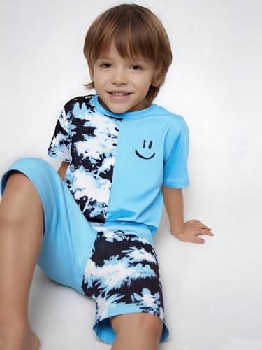 Kid Toddler Baby Boys Clothes Tie-dye Palm Leaf Top 2Pcs Summer Shorts Set thumbnail 3
