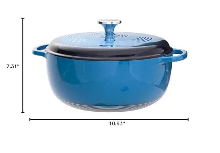 Lodge 6 Quart Enameled Cast Iron Dutch Oven with Lid – Dual Handles – Oven Safe up to 500° F or on Stovetop - Use to Marinate, Cook, Bake, Refrigerate and Serve – Blue thumbnail 3