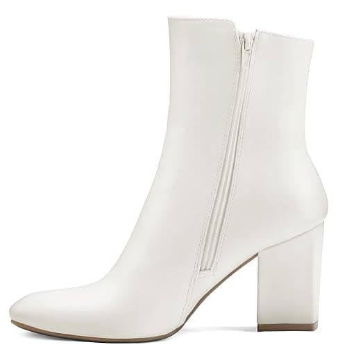 mysoft Women's Ankle Boots Square Toe Side Zipper GoGo Boots Chunky Block Heel Mid Calf Low Heeled Short Booties thumbnail 3