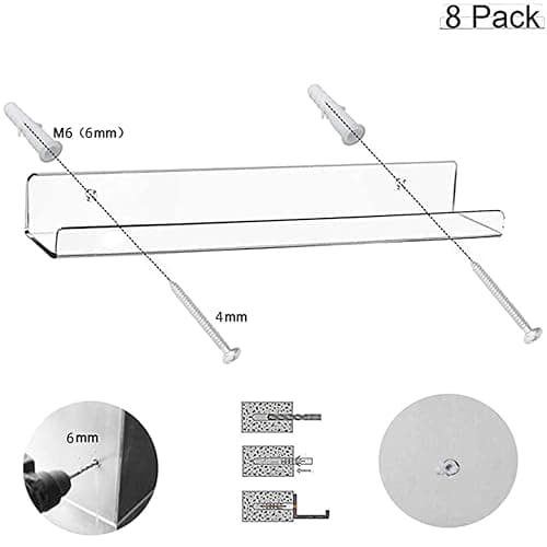 Cerpourt 8 Pack 12'' Clear Acrylic Record Display Shelf - Wall Mount and Display Your Favorite LP Records in Style thumbnail 6