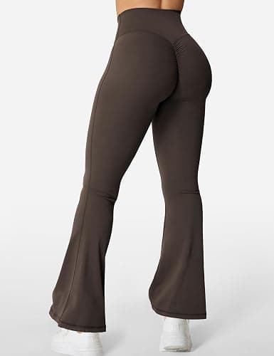 YEOREO Kalie Flare Scrunch Leggings for Women V Cross Waist Bell Bottom Yoga Pants Tummy Control Bootcut Workout Leggings thumbnail 4