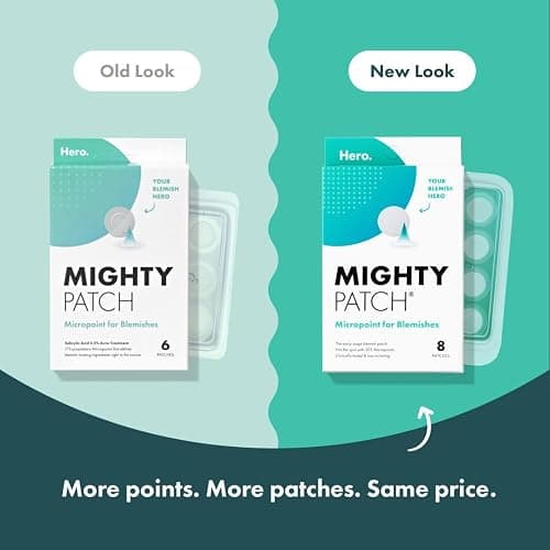 Mighty Patch Micropoint Large Hydrocolloid Pimple Patches for Face Blemishes from Hero Cosmetics, Acne Stickers for Early Stage Zits & Hidden Pimples, 395 Proprietary Micropoints, 8 Count thumbnail 7