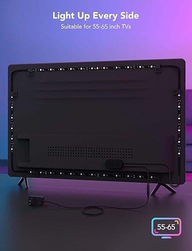 Govee TV LED Backlight, RGBIC Smart LED Strip Lights for 55-65 Inch TVs, Bluetooth and Wi-Fi APP Control, Works with Alexa & Google Assistant, Music Sync, 99+ Scene Modes, Adapter thumbnail 7