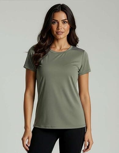 Real Essentials 5 Pack: Women's Short Sleeve Mesh Insert T-Shirts Athletic Tops Gym Workout Yoga Tennis Activewear (Plus) thumbnail 6