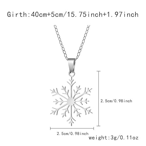 vdwv Stainless Steel Christmas Necklace Simple Elk Christmas Tree Snowflake Santa Pendant Necklace for Women Christmas Jewelry Winter Snow Clavicle Chain thumbnail 3