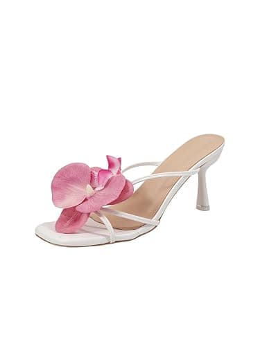 MakeMeChic Women's Open Toe Floral Kitten Heels Flower Summer Beach Sandals thumbnail 7