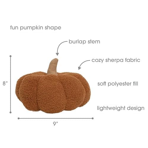 Pearhead Rust Sherpa Pumpkin, Plush Stuffed Halloween Home Decorations, Modern Fall Home Decor, Rust | Burlap Stem, Halloween or Thanksgiving Decor, Plush and Soft Autumn Accent - Mantels, Shelves and Cozy Fall Home Styling thumbnail 3