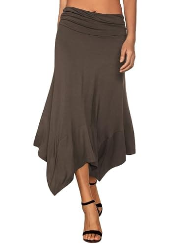 DJT Women's Flowy Handkerchief Hemline Midi Skirt - Image 1