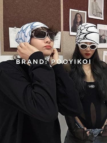 Y2K Knitted Beanies Hat Men Women Graphic Vintage Cap Gothic Warm Knitted Hat Streetwear Trend Beanie thumbnail 4
