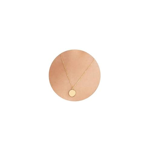 itianxi Dainty Bar Necklace for Women,Gold/Silver Cute Delicate Disc Necklcace,Trendy Elegant Dot Fashion Necklace - gold disc - Image 1