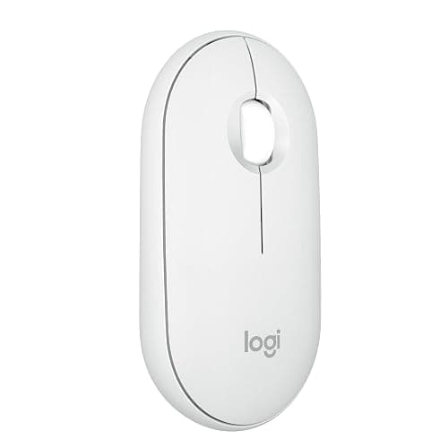 Logitech Pebble Mouse 2 M350s Slim Bluetooth Wireless Mouse, Portable, Lightweight, Customizable Button, Quiet Clicks, Easy-Switch for Windows, macOS, iPadOS, Android, Chrome OS - Tonal White - Image 1