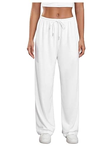 RoseSeek Women's Drawstring Waist Straight Streetwear Long Wide Leg Pants Casual Loose Baggy Workout Long Fall Sweatpants - Image 1