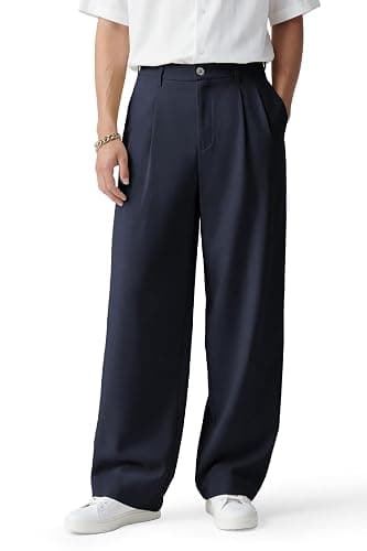 Heyfanee Mens Casual Pants Loose Fit Slacks for Men with Belt Loops - Image 1