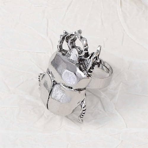 Dtja Vintage Beetle Insect Statement Ring for Women Men Adjustable Expandable Pest Moth Animal Halloween Wide Wrap Band Rings Comfort Fit Creative Holiday Jewelry thumbnail 5