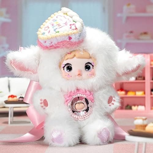 Nommionline (Official License) Nommi-A Bite of Sweetheart Series Plush Blind Box, Kawaii Plush Toy Figures, Cute Stuffed Doll with Cake Hat and Pink Ribbon for Kids Room Decor and Gifts - Image 1