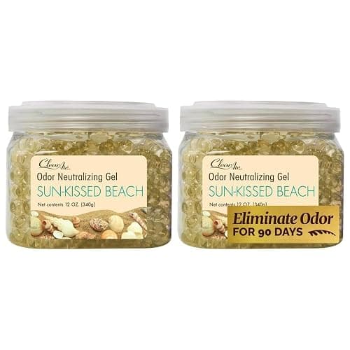 Clear Air Odor Eliminator Gel - 12 oz, Pack of 2 - Air Freshener Made with Essential Oils - Eliminates Odors in Bathrooms, Cars, Boats, RVs & Pet Areas - Sun-Kissed Beach Scent | Made with Essential Oils, Eliminates Odors, Bathrooms, Cars, Boats - Image 1