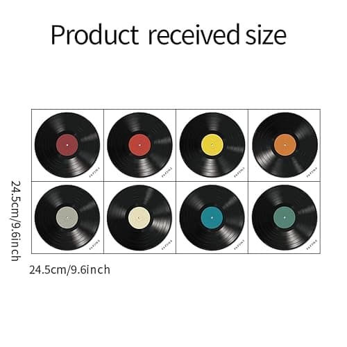 WrtmyR 8 Pack Blank Vinyl Records Decor Wall Stickers,9in CD Album Cover Posters,Fake Vinyl Records Bedroom Decor for Rock and Roll Music Party Decorations (Made By Cardboard thumbnail 7