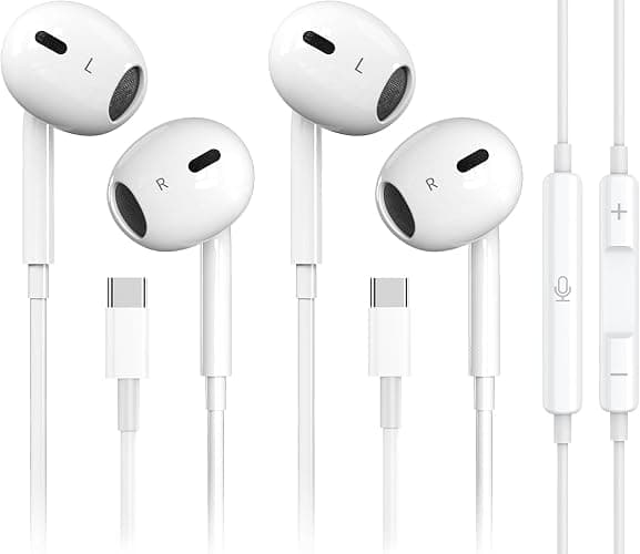 2 Pack-USB C Headphones for iPhone 17/16/15 Pro Max Plus Type C Earbuds | with Microphone & Remote Noise Cancelling Earphones for iPhone 17/16/15 Pro Max Plus,iPad,Galaxy S26/S25/S24/Ultra Note 10/20 - Image 1