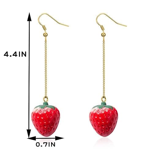 Cute Strawberry Earrings for Women-3D Acrylic Strawberry Drop Dangle Earring Costume Accessories Halloween Christmas Party Jewelry thumbnail 5