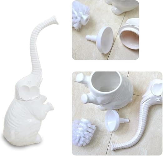 AORTULL Toilet Brush and Holder Set,Modern Ceramic Toilet Bowl Brush Holder,Cute Bathroom Decor, Non-Scratch Bristles, Space-Saving White Household Cleaning Tool for Bathtub thumbnail 6