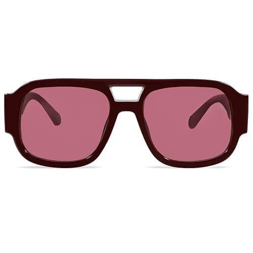 milramtob Oversized Square Aviator Sunglasses for Women Men Retro 70s Glasses Chunky Sun Shades Cute thumbnail 5