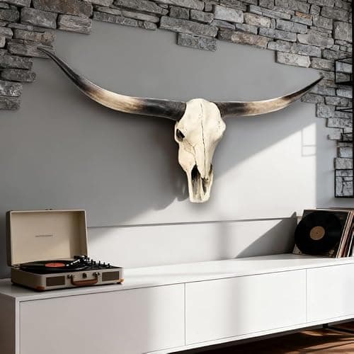 JUNTHORB 70in Longhorn Wall Decor, Extra Large Authentic Croissant，Cow Skull Wall Decor，cow horns, cow horn wall decoration, long horn skull，Handmade Farmhouse Decor thumbnail 6