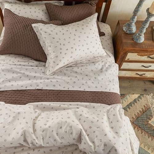 Rod's – Cattle Brands Ticking Stripe (Duvet Set) - Western – Beige and White - 3 Piece Queen Duvet Set - Duvet (90x94) - 2 Standard Shams (20x26) - Cotton thumbnail 4