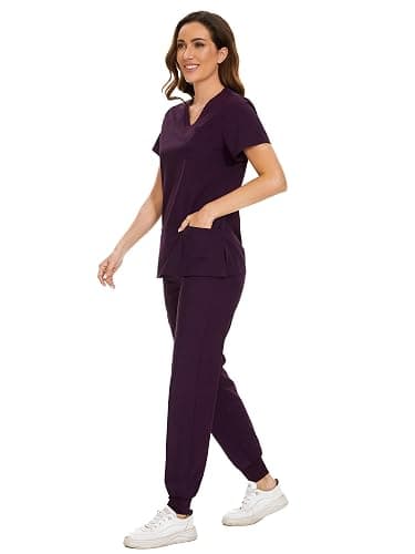 COZYFIT Scrubs for Women Set - Stretch V-Neck Scrub Top & Jogger Pant with 8 Pockets thumbnail 3