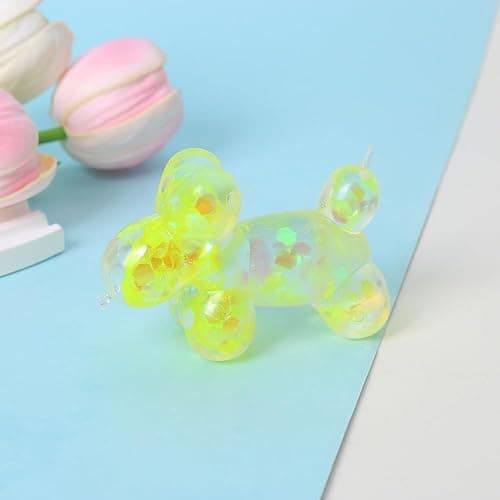 Glitter Balloon Dog Squishy Toy – Slow Rising Stress Relief Fidget Toy, Soft Sensory Toy for Adults, Anxiety Relief, Cute Squeeze Decompression Fun (Pink) thumbnail 6